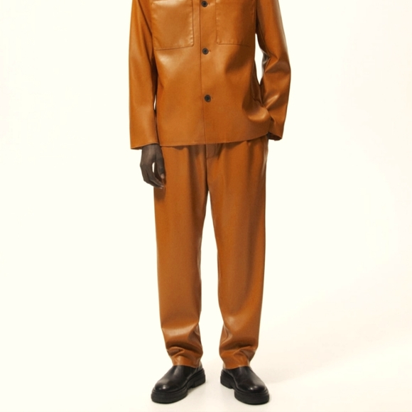 Zara Pants Nwts Zara Elastic Waist Mens Faux Leather Pants Poshmark